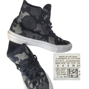 Converse Chuck Taylor II 2 All Star Charcoal Camo Shoe Women 8 Sneakers Unisex 6